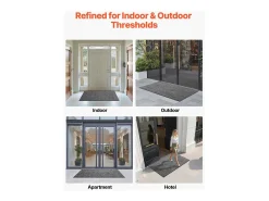 Alfombra de Entrada SucceBuy, 152,4 x 91,4 cm, Felpudo Exterior Interior con Reverso Antideslizante PVC, Resistente Y Lavable, Atrapa Polvo, Gris
