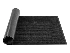 Alfombra de Entrada SucceBuy, 183 x 122 cm, Felpudo Exterior Interior Elegante Rayado, con Reverso Antideslizante PVC, Resistente Lavable, Atrapa Polvo, Gris