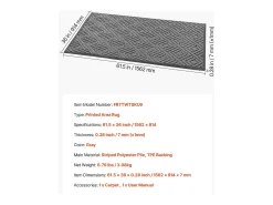 Alfombra de Entrada SucceBuy, 156x91,4 cm, Felpudo Exterior Interior Moderno Elegante, con Reverso Antideslizante TPE, Resistente Lavable, Atrapa Polvo, Gris