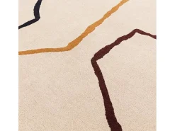 Alfombra de estilo medio siglo, hecha a mano 100% lana - 160x230cm - crema, verde, ocre, burdeos, negro - Reef Linear