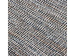 Alfombra de exterior de tejido plano marrón y azul 80x150 cm