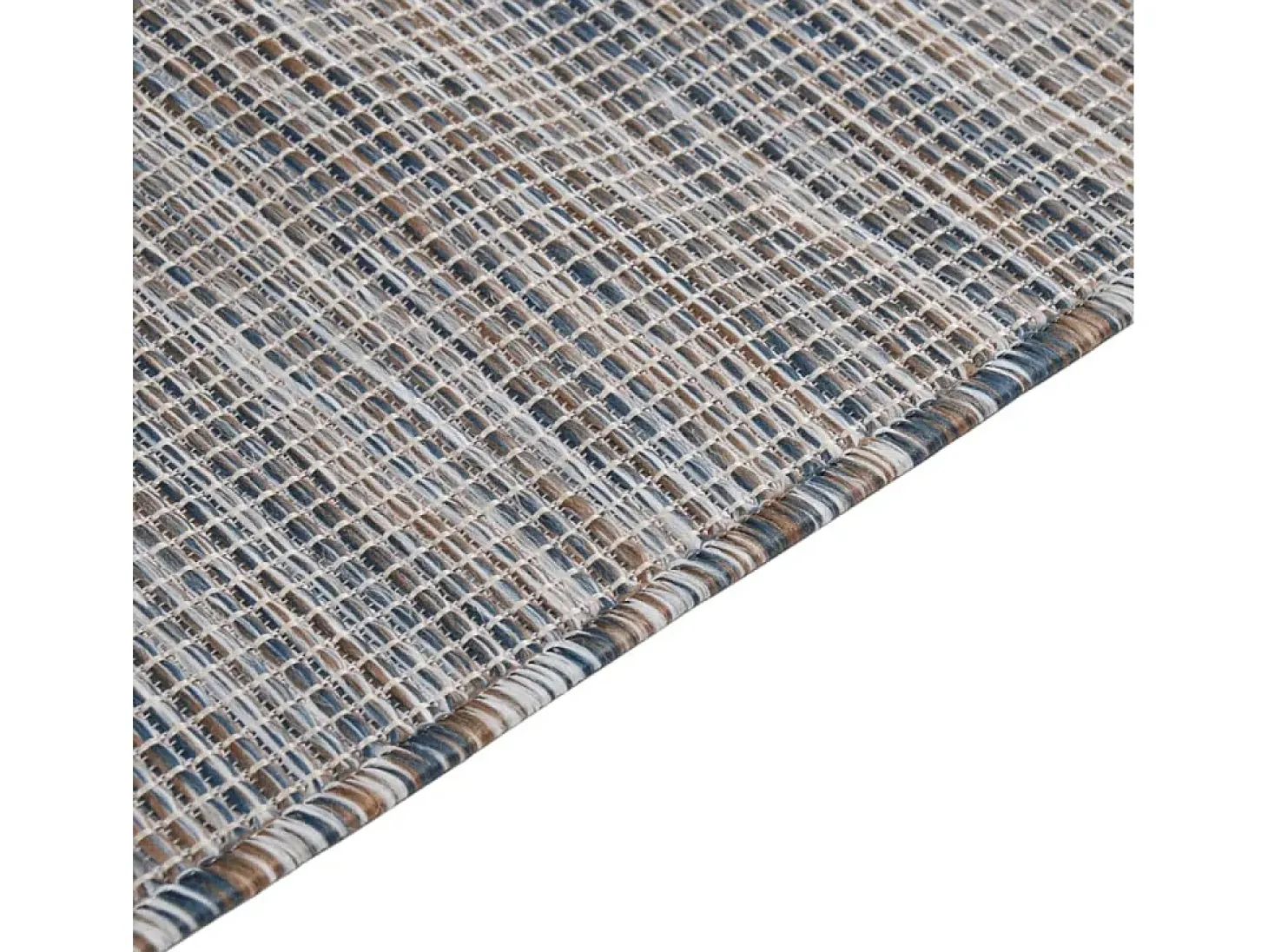 Alfombra de exterior de tejido plano marrón y azul 200x280 cm ES73628
