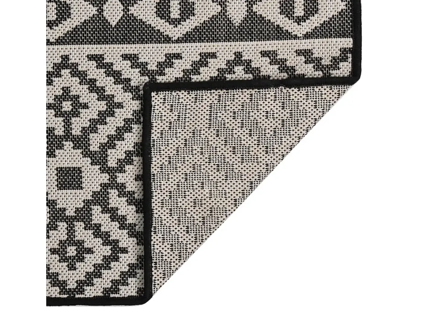 Alfombra de exterior de tejido plano rayas negras 140x200 cm