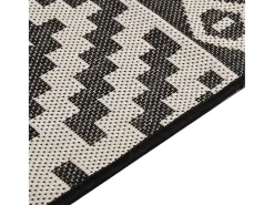 Alfombra de exterior de tejido plano rayas negras 80x250 cm