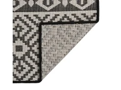Alfombra de exterior de tejido plano rayas negras 80x250 cm