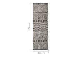 Alfombra de exterior de tejido plano rayas negras 80x250 cm