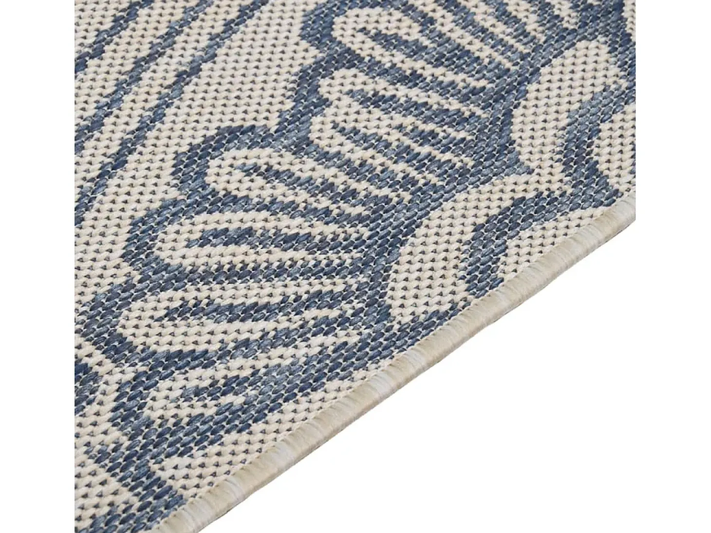 Alfombra de exterior de tejido plano rayas azules 80x150 cm