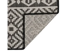 Alfombra de exterior de tejido plano rayas negras 120x170 cm