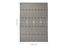 Alfombra de exterior de tejido plano rayas negras 120x170 cm