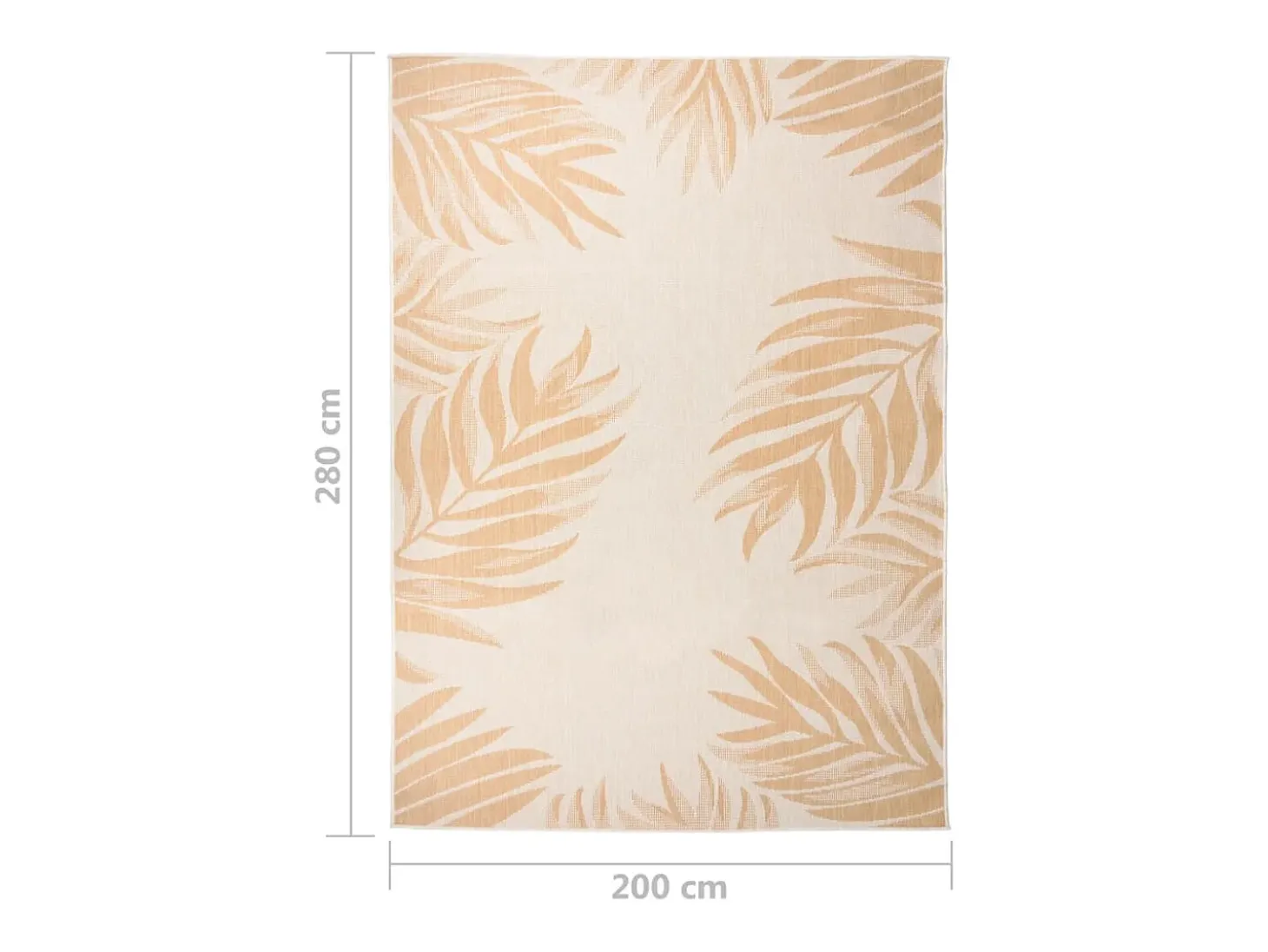Alfombra de exterior tejido plano estampado de hoja 200x280 cm