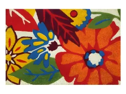 Alfombra de fibra de coco blanqueada con motivo de flores 40x60cm para uso interior/exterior bajo techo