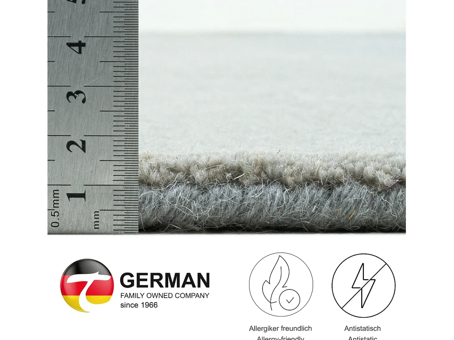 Alfombra de lana con degradado de color 60x90 cm Gris Wool Comfort