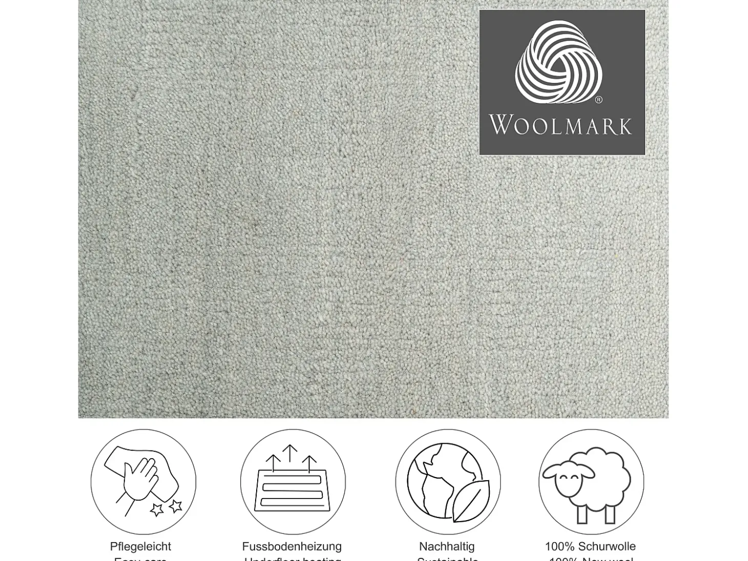 Alfombra de lana con degradado de color 190x290 cm Gris Wool Comfort