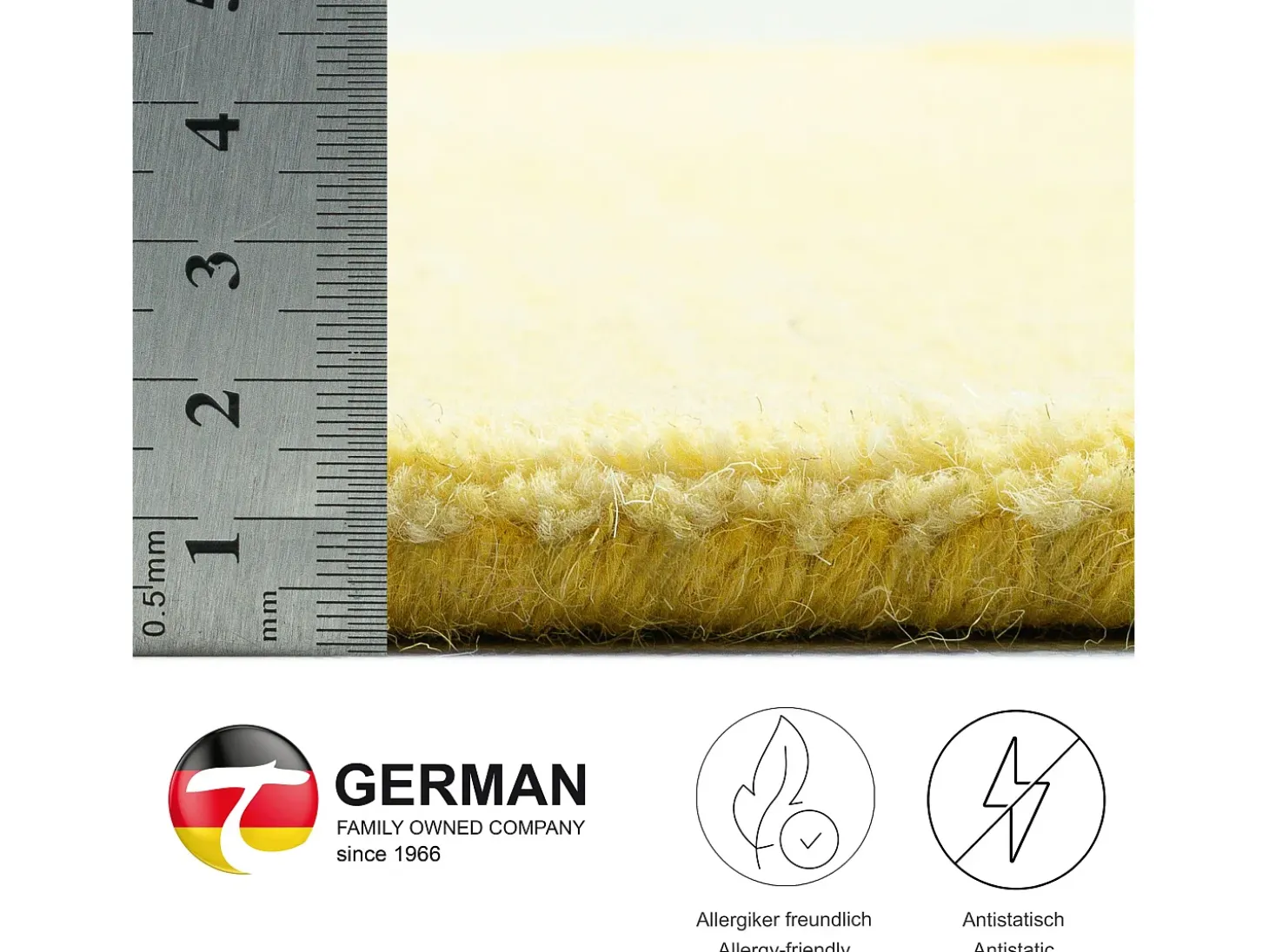 Alfombra de lana con degradado de color 160x230 cm Amarillo Wool Comfort