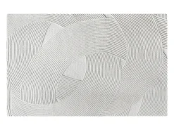 Alfombra de lana con relieve de motivos de arcos hecha a mano - 200 x 290 cm - 2200g/m2 - Marfil - BASSAM