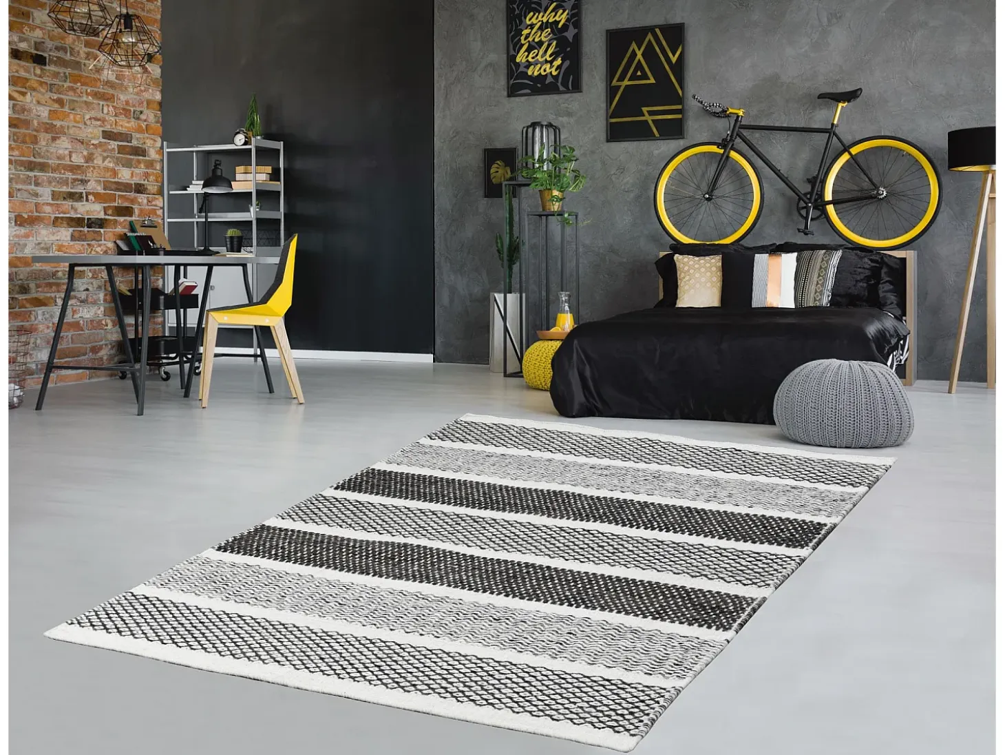 Alfombra de lana de estilo escandinavo 80x180 cm Gris natural Trondheim