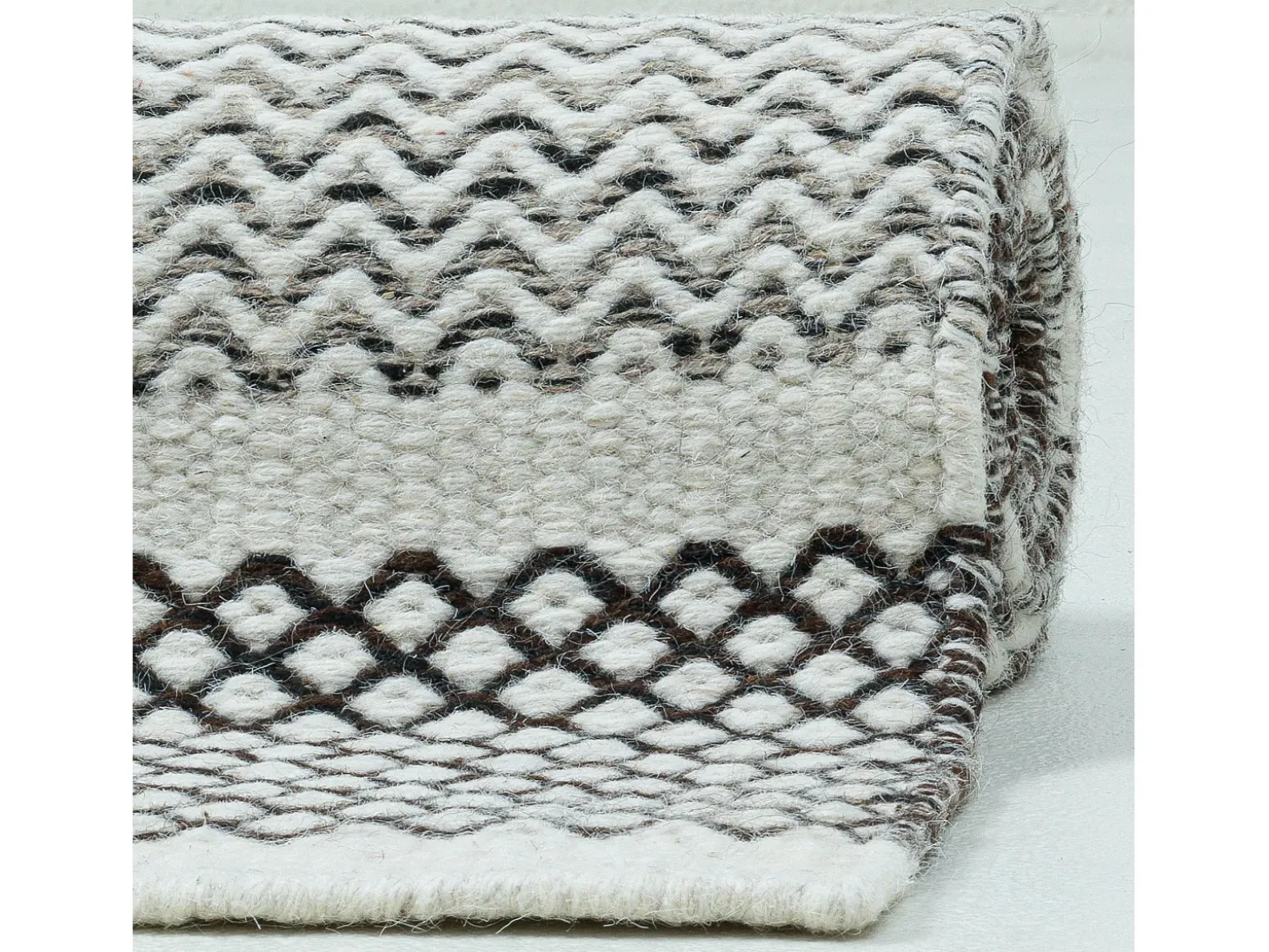 Alfombra de lana de estilo escandinavo 80x180 cm Gris natural Trondheim