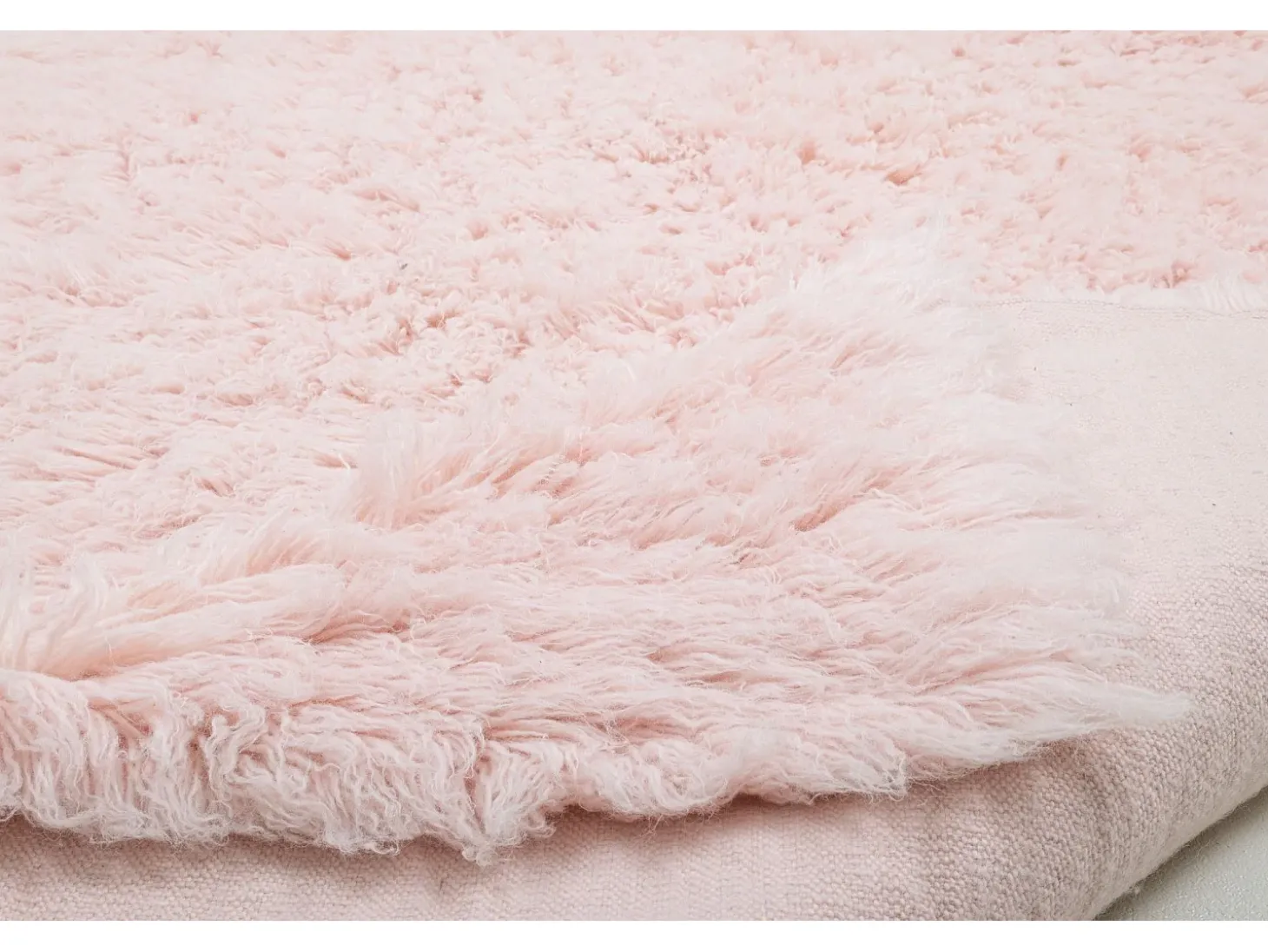 Alfombra de lana natural tejida a mano 180x250 cm Rosa Fluffy