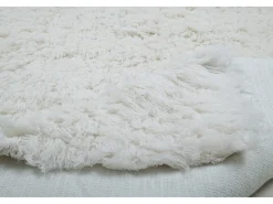 Alfombra de lana natural tejida a mano 80x160 cm Blanco Fluffy