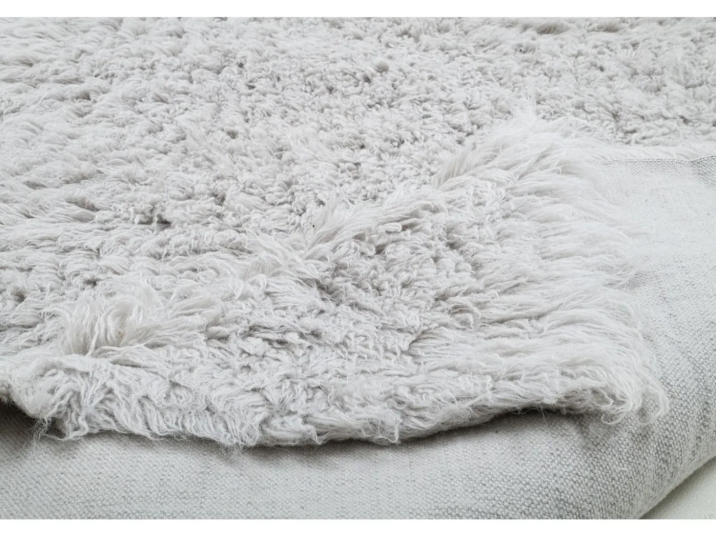 Alfombra de lana natural tejida a mano 80x160 cm Gris Fluffy