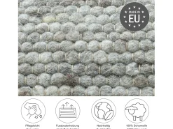 Alfombra de lana reversible tejida a mano 170x240 cm Gris natural Alpen
