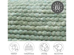 Alfombra de lana reversible tejida a mano 170x240 cm Verde Alpen
