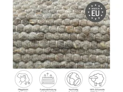 Alfombra de lana reversible tejida a mano 70x140 cm Marrón Multi Alpen