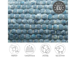 Alfombra de lana reversible tejida a mano 190x250 cm Azul Alpen