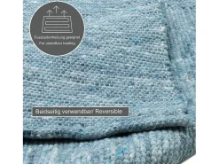 Alfombra de lana reversible tejida a mano 170x240 cm Azul Alpen