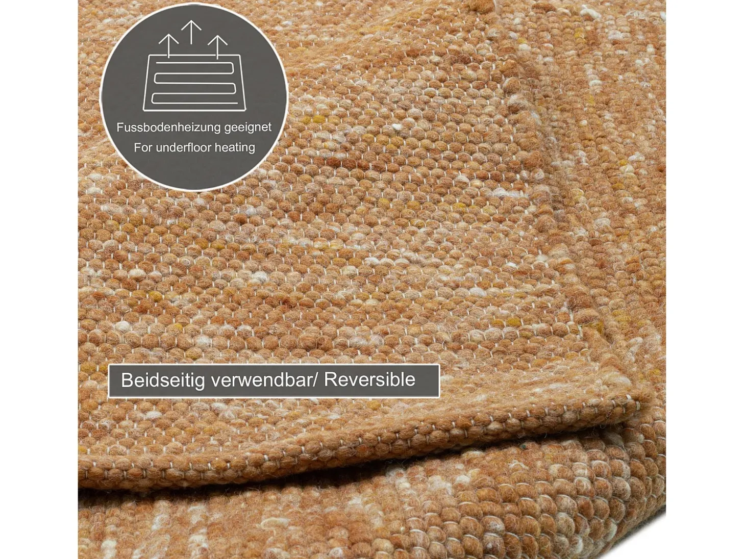Alfombra de lana reversible tejida a mano 90x160 cm Terracota Alpen