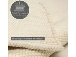Alfombra de lana reversible tejida a mano 70x140 cm Lana Blanca Alpen