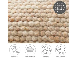 Alfombra de lana reversible tejida a mano 70x140 cm Beige oscuro Alpen