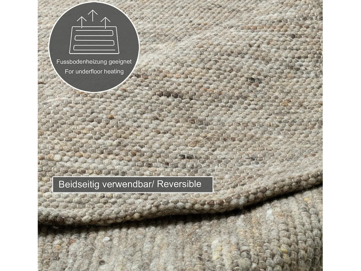 Alfombra de lana reversible tejida a mano 190x290 cm Marrón Multi Alpen