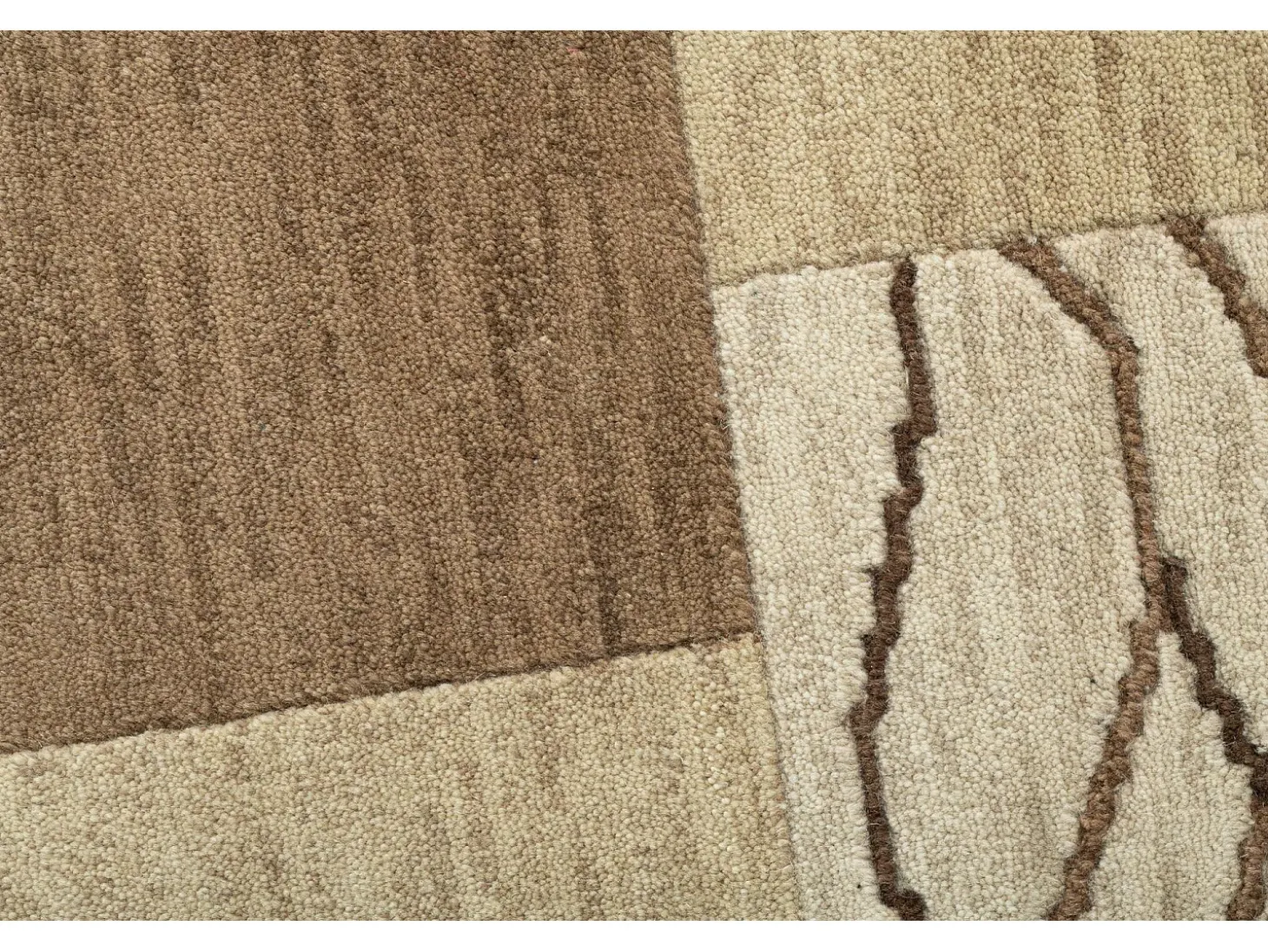 Alfombra de lana tejida a mano en estilo patchwork 70x140 cm Marrón Domas