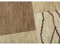 Alfombra de lana tejida a mano en estilo patchwork 90x160 cm Marrón Domas