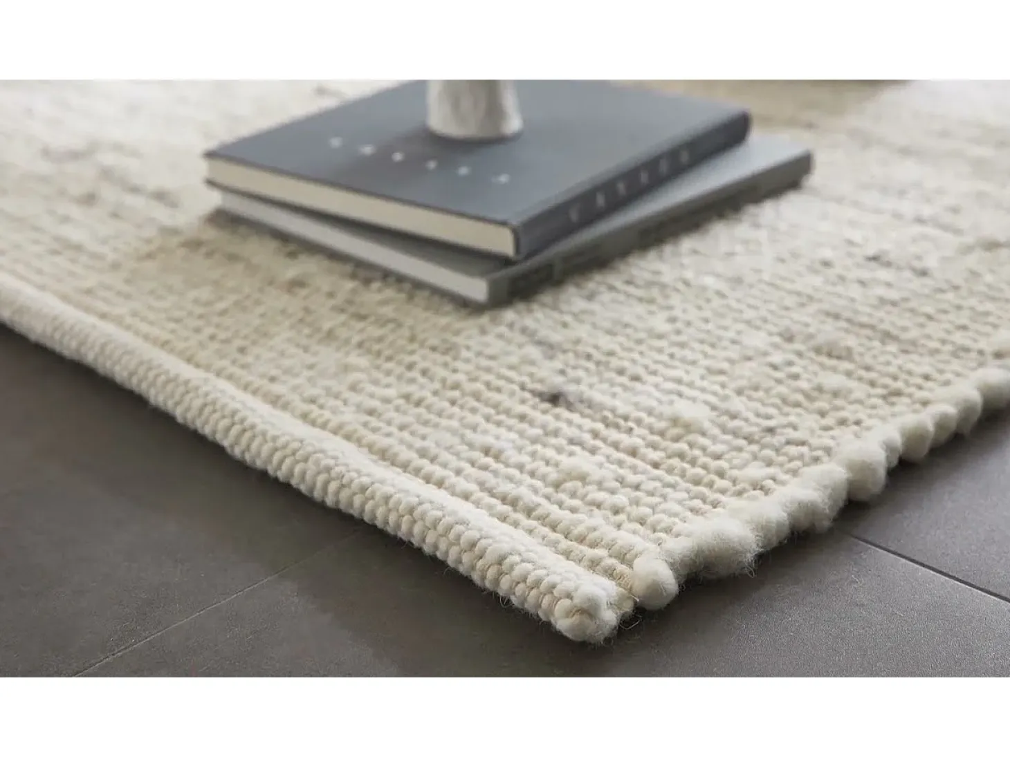 Alfombra de lana tejida a mano reversible 70x240 cm Gris natural Alm-Glück