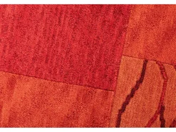 Alfombra de lana tejida a mano en estilo patchwork 90x160 cm Rojo Domas