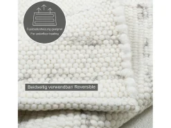 Alfombra de lana tejida a mano reversible 70x130 cm Gris natural Alm-Glück