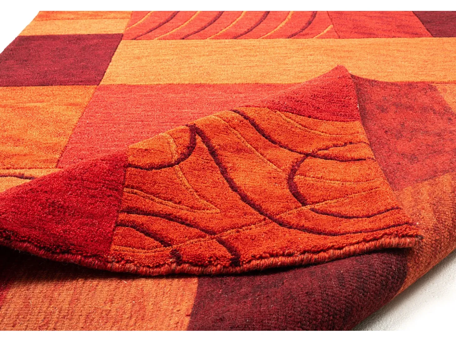 Alfombra de lana tejida a mano en estilo patchwork 190x250 cm Rojo Domas