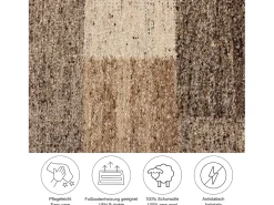 Alfombra de lana tejida a mano y enrollable 170x240 cm Beige multi Ehrwald