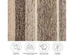 Alfombra de lana tejida a mano y enrollable 60x90 cm Beige multi Ehrwald
