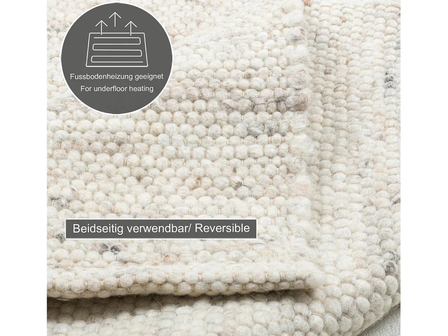 Alfombra de lana tejida a mano reversible 250x300 cm Naturaleza Alm-Glück