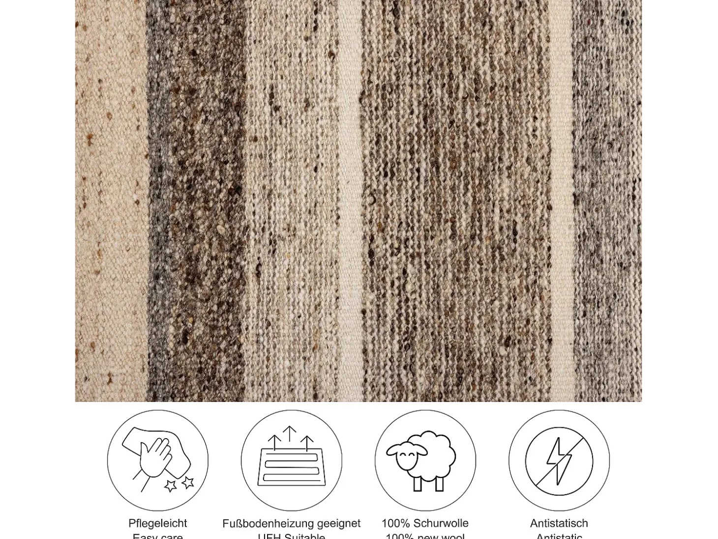 Alfombra de lana tejida a mano y enrollable 70x140 cm Beige multi Ehrwald