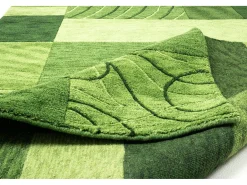 Alfombra de lana tejida a mano en estilo patchwork 60x90 cm Verde Domas