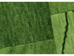 Alfombra de lana tejida a mano en estilo patchwork 60x90 cm Verde Domas
