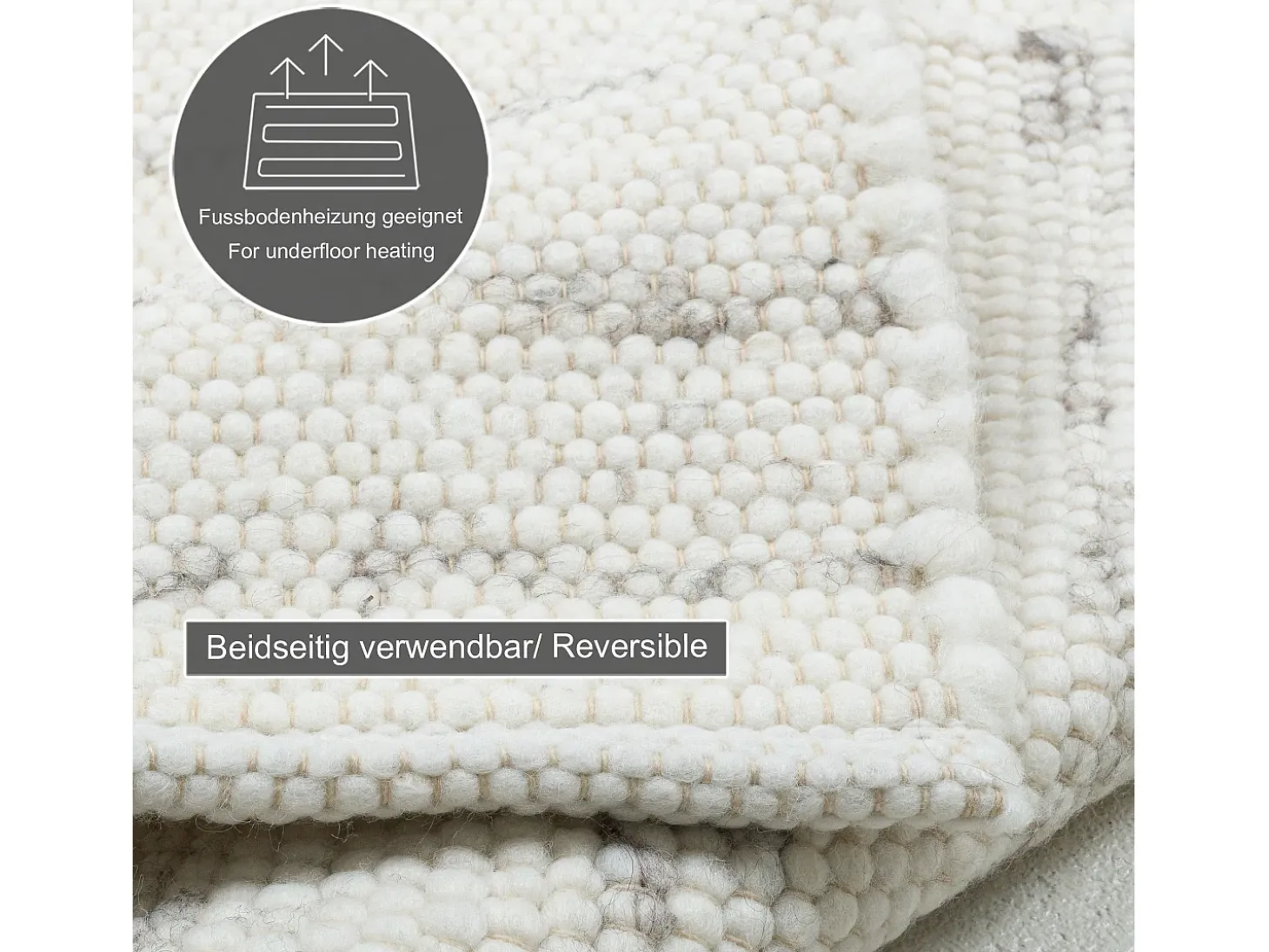Alfombra de lana tejida a mano reversible 250x300 cm Gris natural Alm-Glück