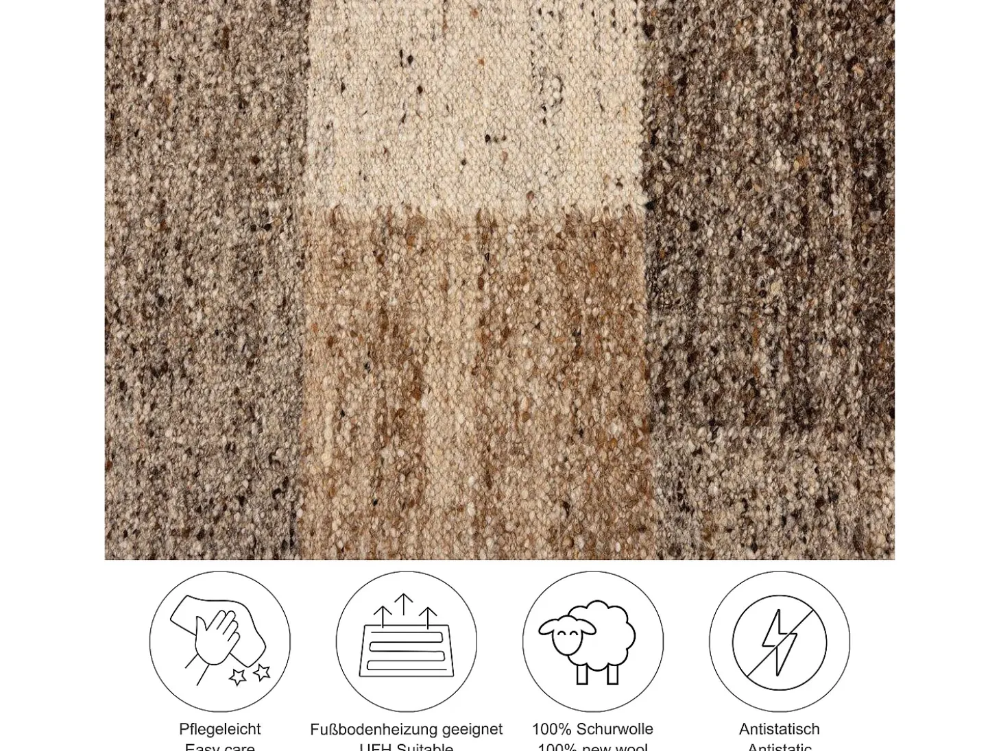 Alfombra de lana tejida a mano y enrollable 90x160 cm Beige multi Ehrwald