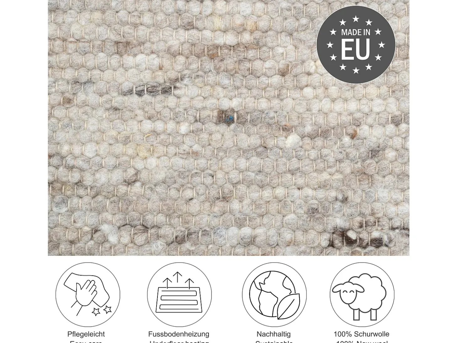 Alfombra de lana tejida a mano reversible 200x250 cm Arena Multi Alm-Glück