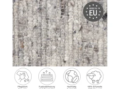 Alfombra de lana tejida a mano reversible 190x290 cm Gris Alm-Glück