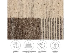 Alfombra de lana tejida a mano y enrollable 170x240 cm Beige multi Ehrwald